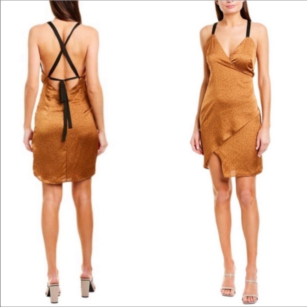 leRumi Rust Gene Dot Mini Wrap Dress